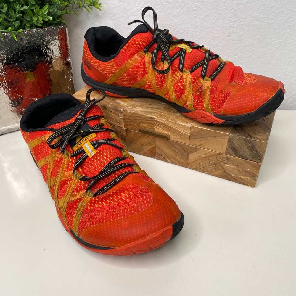 Merrell Trail Glove 4 Barefoot Running Shoes Orange Vibram Size 44.5 EU/ 10.5 US
